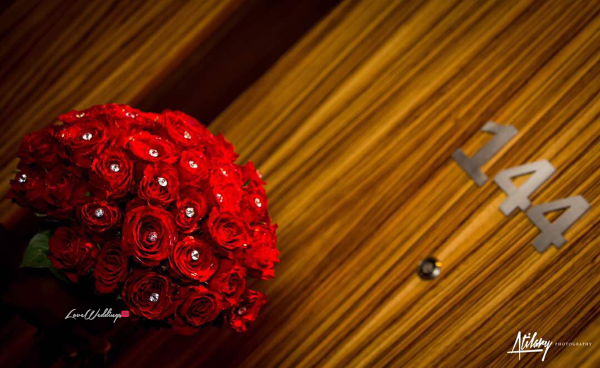 Nigerian Vow Renewal Wedding Red Bridal Bouquet Fatou and Obi LoveWeddingsNG