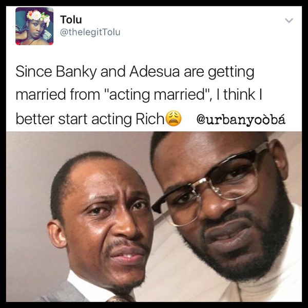 Adesua Etomi and Banky W Engagement Story Memes LoveWeddingsNG Acting Rich