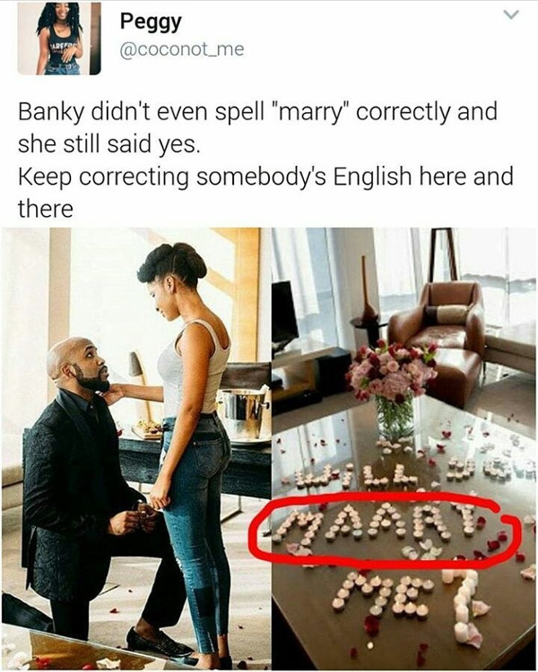 Adesua Etomi and Banky W Engagement Story Memes LoveWeddingsNG Correcting English