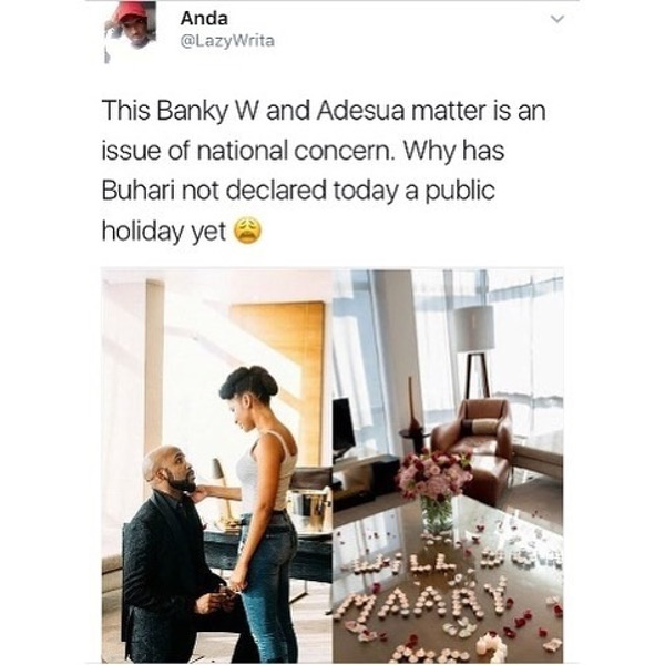 Adesua Etomi and Banky W Engagement Story Memes LoveWeddingsNG Public Holiday