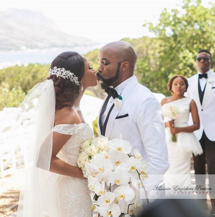 First Photos from Banky Wellington & Adesua Etomi’s White Wedding in Cape Town | #BAAD17 The Finale