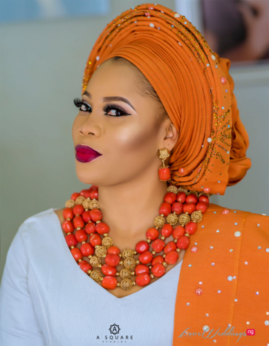 Stoned Aso Oke with two trendy gele styles | Traditional Bridal ...