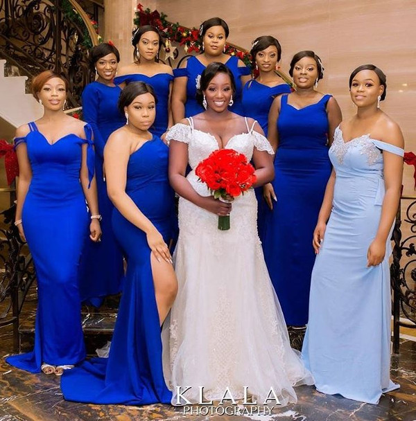 We love these Nigerian Mismatched Bridesmaids Nigerian Wedding