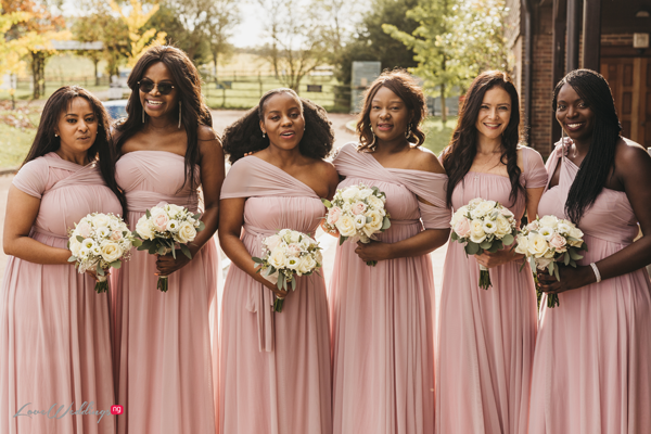 Mismatched bridesmaids Diana and Pauls White Wedding TeamRook2018 CyEhis Events Blueprint LoveWeddingsNG13