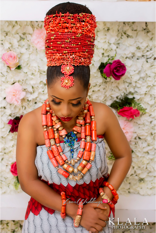 White Coral Beads & a Popping Lippie will be a Unique Igbo Bridal Look