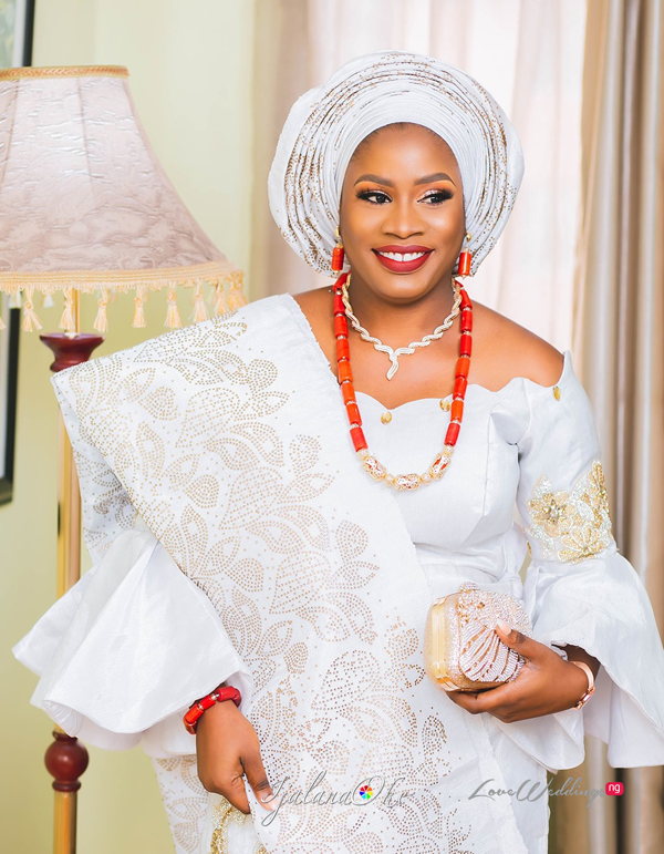 Funmi & Seyi looked stunning in white aso oke traditional outfits | # ...