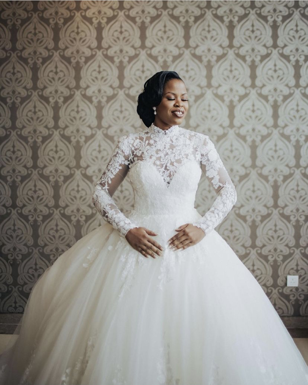 High Neck Short Sleeve Lace Modest Wedding Dress | David's Bridal